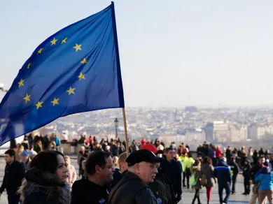 EU flag and people